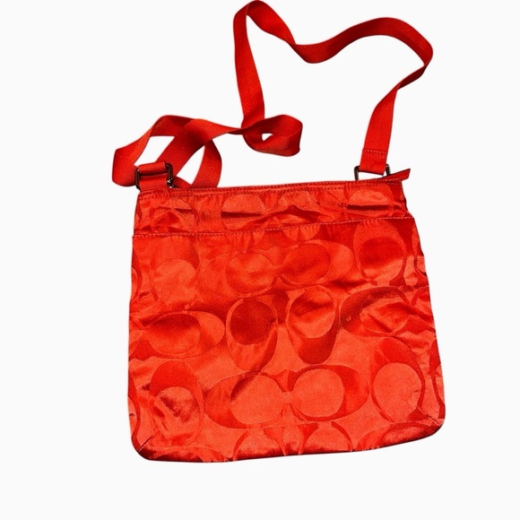 Coach Orange Signature Logo Nylon Getaway Crossbody Bag Purse vintage retro y2k - Picture 2 of 4